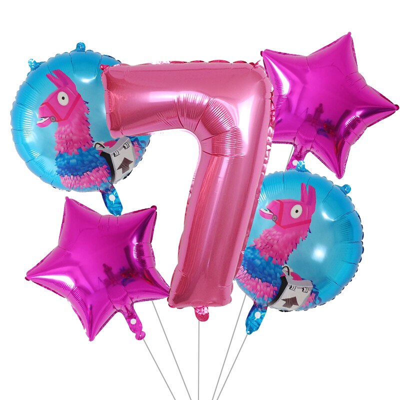 5Pcs Cartoon Pinata Videro Game Folie Ballon Cartoon Dier Alpaca Lama Ballon Bruiloft Baby Shower Verjaardag Party Decor Globos: Licht Geel