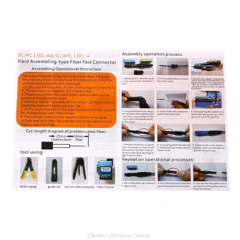 100PCS SC Optic Fiber Quick Cold FTTH SC Single Mode UPC Fast Connector Au 25 20