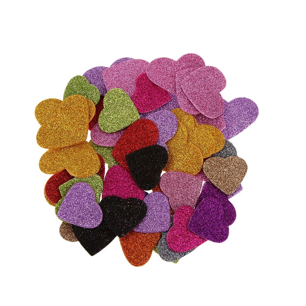 45pcs Glitter Foam Heart Shape Mixed Self Adhesive Sticker for Kids Crafting Other Craft