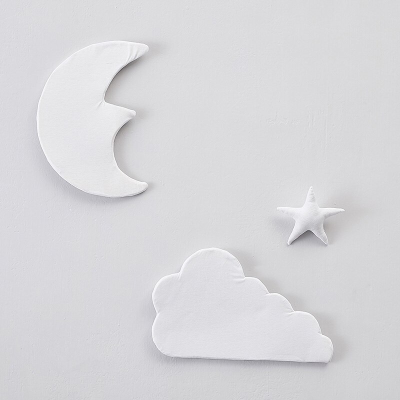 3 stks/set INS Nordic Stijl Maan Cloud Star Muurstickers Kinderkamer Decoratie Kids Play Tent Opknoping Ornament Foto Prop: WHITE