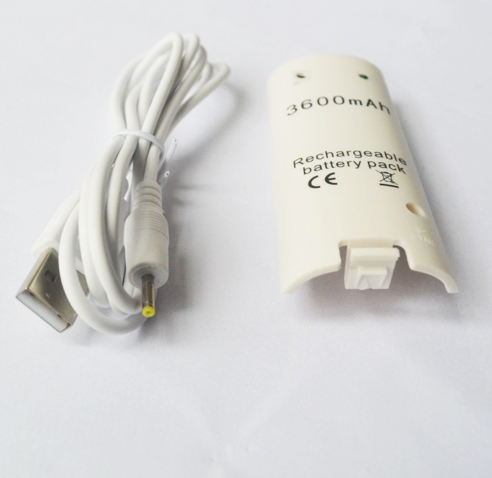 Voor Wii Game accessoires 3600 mAh Oplaadbare Batterij + Oplaadkabel voor Nintend Wii Afstandsbediening Witte Kleur