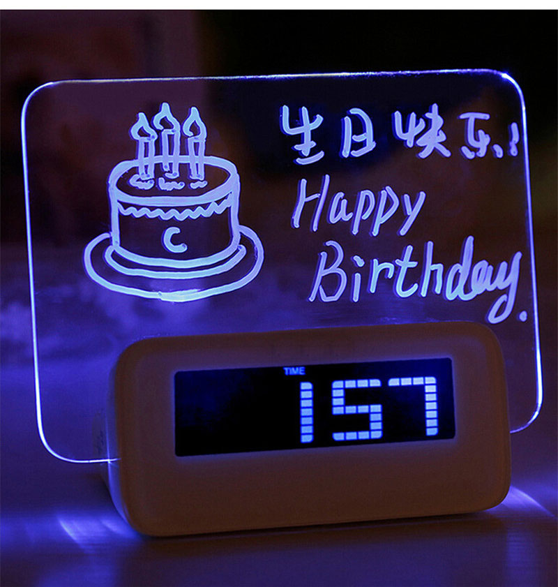 LED Fluorescent Message Board Multifunction Alarm Clock Digital Lazy Student Music Alarm Clock Valentine's Day