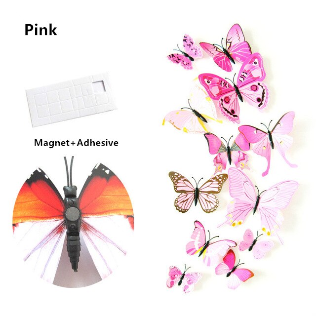 12 stuks bloemen vlinder diy decoratie stickers kinderen diy knutsel thuis feest decoratie kamer muurkunst: K