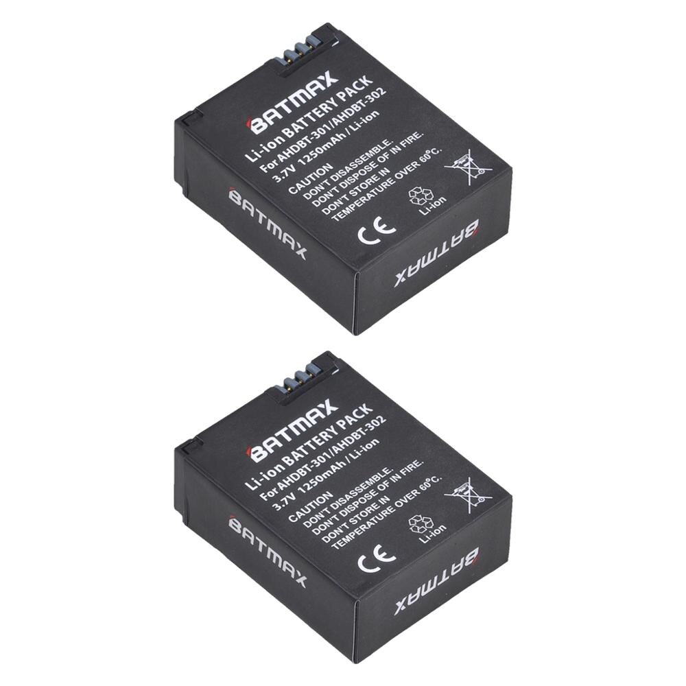 2 uds. De batería AHDBT-301 + cargador Dual LCD USB para GoPro Hero3 Hero3 + hero 3 hero 3 + baterías para cámara negra: 2Pcs