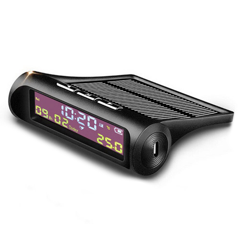 TPMS Look Solar Car Digital Clock with LCD Time Date In-Car Temperature Display Auto Interior Accessories