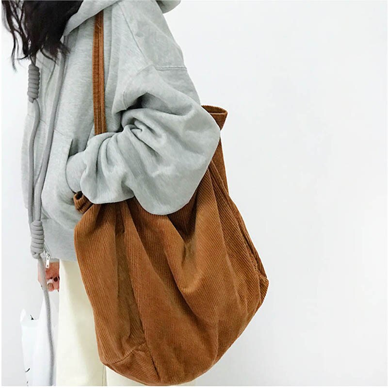Tjock Manchestertyg Casual Tote Bag - Shopping, Skola, Fest, Strand, Resa - 38x38x23cm
