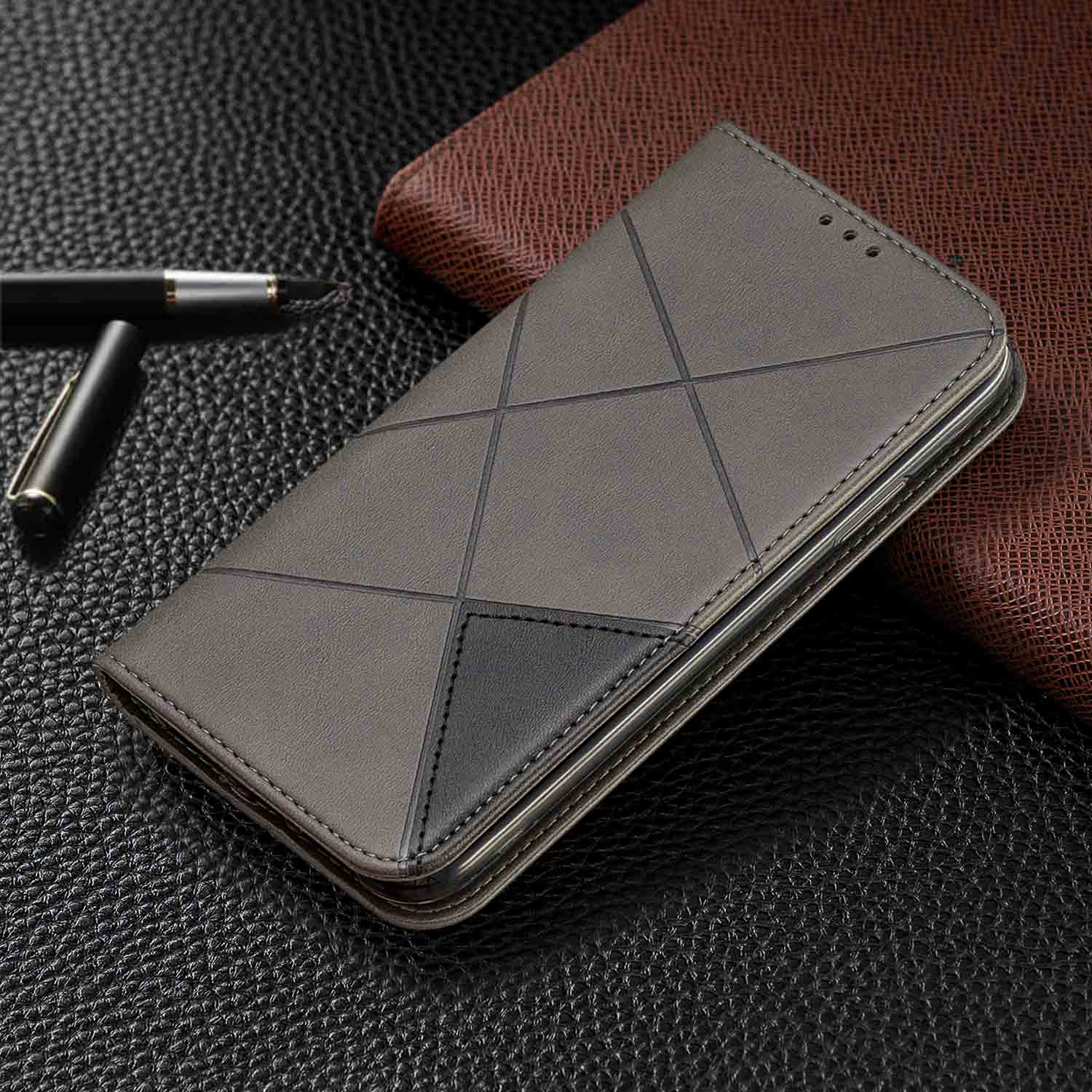 Magnete attirare per il caso di Samsung Galaxy A01 UNA 01 A015F SM-A015F SM-A015G SM-A015M copertura per Samsung A21 SM-A215F/DS in pelle coque: A21 / Grigio