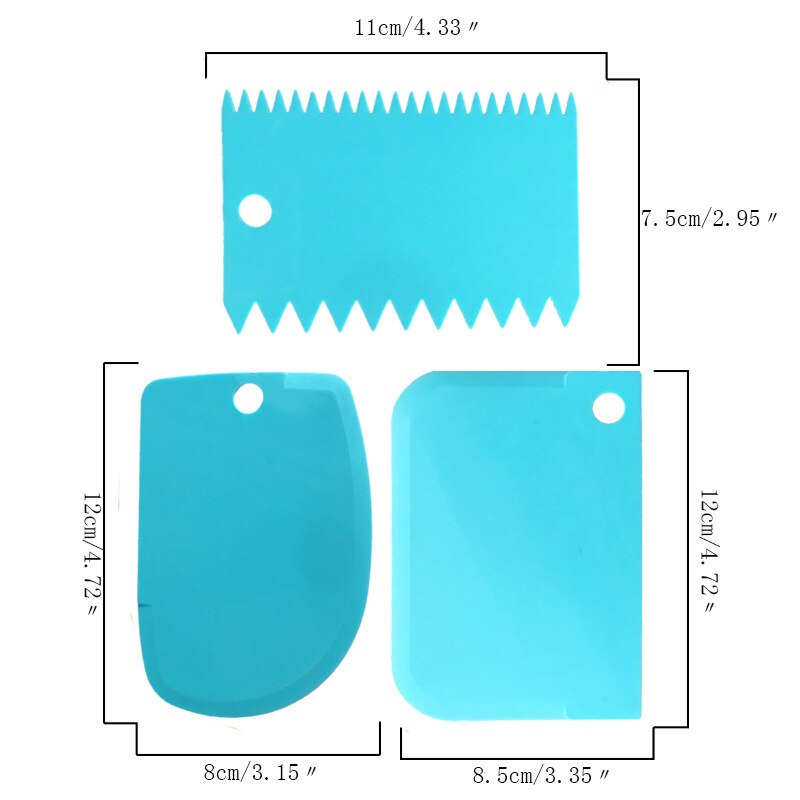 3 Stks/set Bakken Gebak Gereedschap Plastic Deeg Mes Icing Fondant Schraper Decorating Gewoon Glad Spatels Snijders Cake Gereedschap