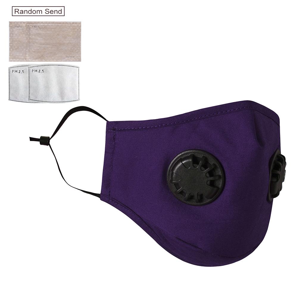 Bandana antipolvere con filtro antipolvere riutilizzabile a doppia valvola bandana protezione solare copertura facciale per equitazione corsa viso moda Bandana: Purple