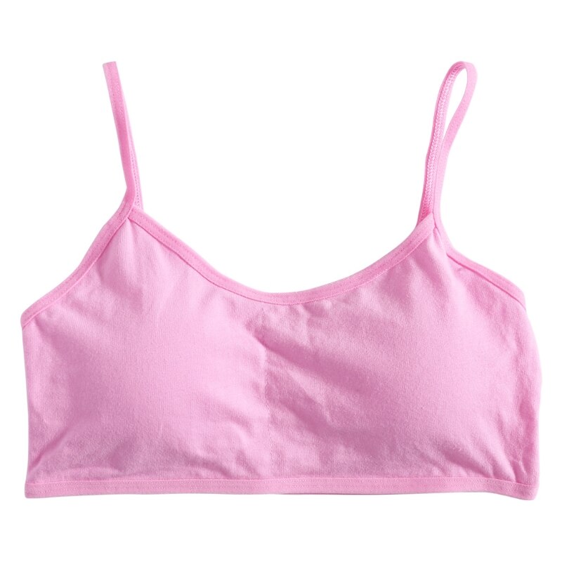 Young Girls Solid Soft Cotton Bra Puberty Teenage Breathable Underwear Kid Cloth: Pink