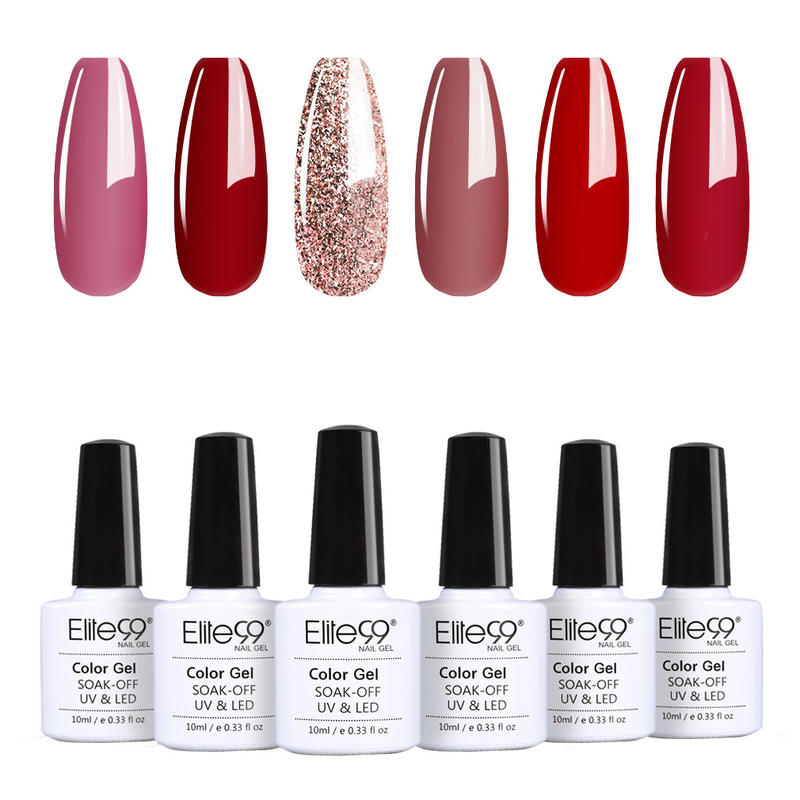 Elite99 6Pcs/Set 10ML Lavender Gel Nail Polish Kit Soak Off UV LED Luminous Rose Gold Semi-permanent Enamel Nail Manicure Set: SET003
