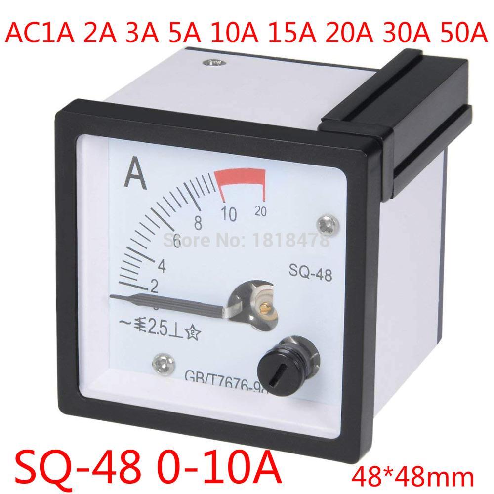 Ac 0-20a 1a 2a 3a 5a 10a 15a 20a 30a 50a analogt panel ammetermåler ampere strøm meter sq -48 2.5 fejlmargen