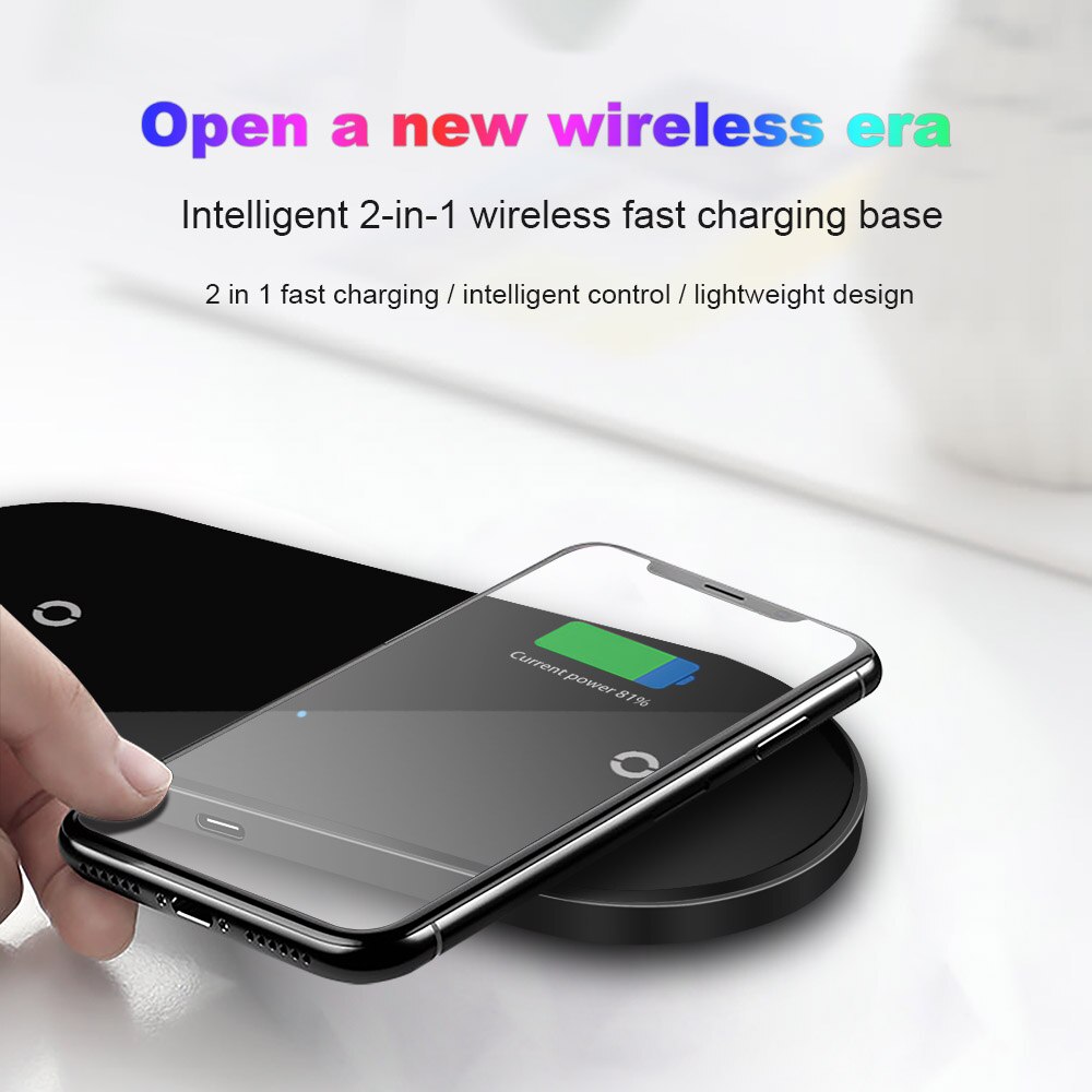 FDGAO 2 in 1 20W Qi Wireless Fast Charger Station for iPhone 11 XS XR X 8 Dual Charging Dock For Apple Watch 5 4 3 2 Airpods Pro