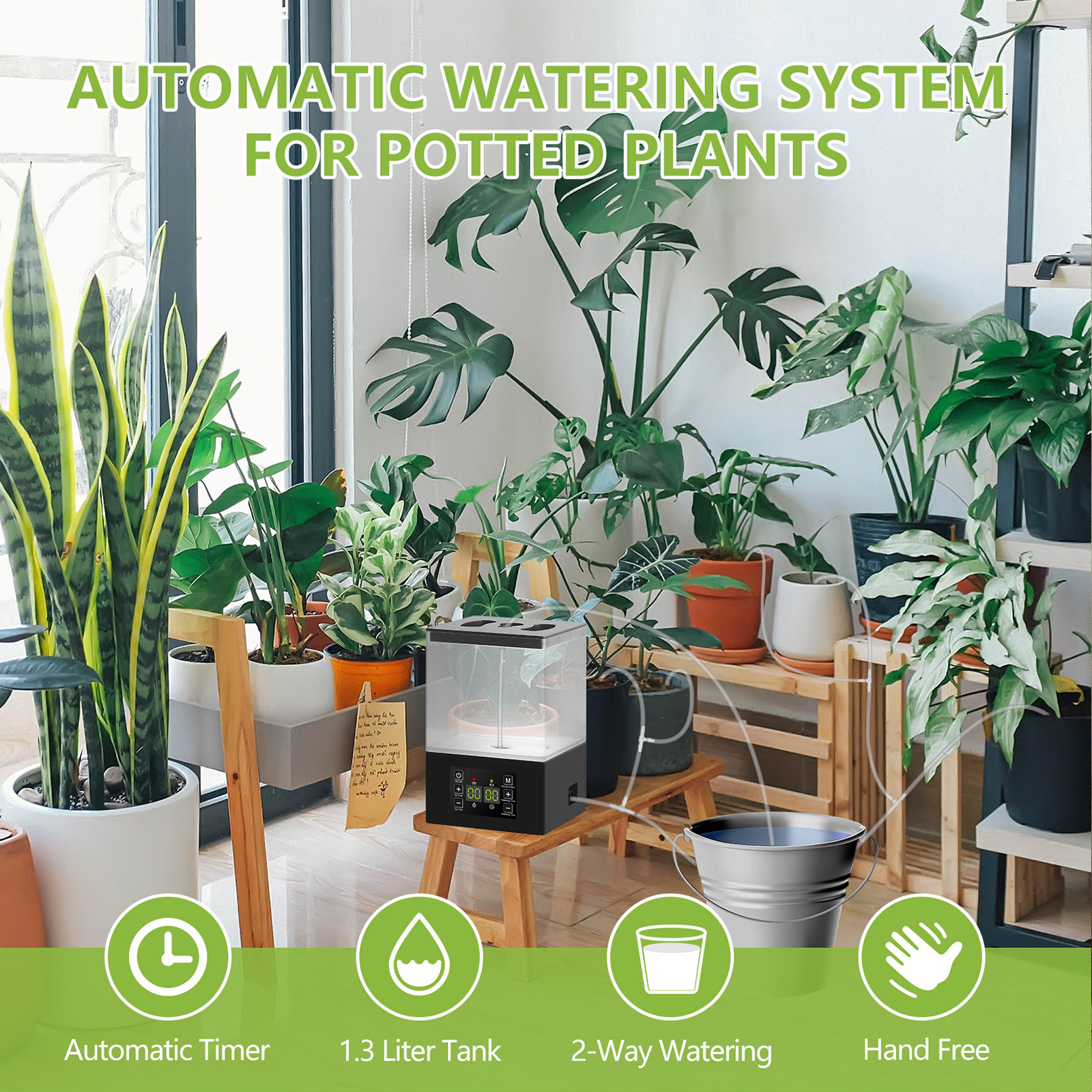 Topfpflanzen automatisches Bewässerungs system 1,3 l Tank Home Tropf bewässerungs anlage Bewässerung Auto Timer für Blumen Pflanze Gartengeräte
