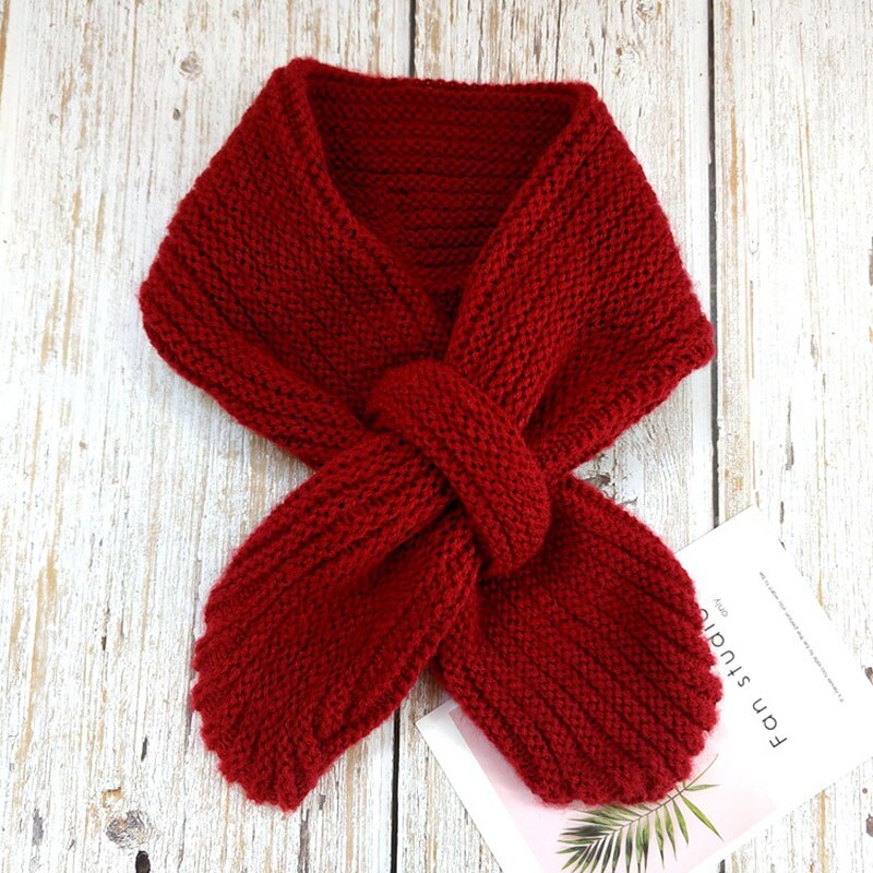 Mooie Herfst Winter Jongens Meisjes Effen Sjaal Warme Gebreide Sjaals Kids Kinderen Effen Kleur Halswarmer Breien Kraag Sjaal: Red