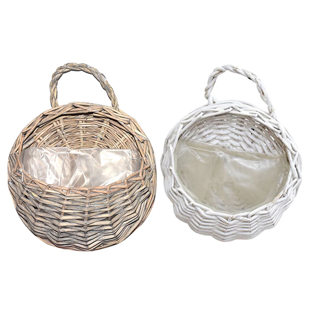 Hand Woven Knitted Wall Hanging Flower Basket Plant Pot Planter Rattan Vase Basket Home Garden Wall Decoration Storage Container