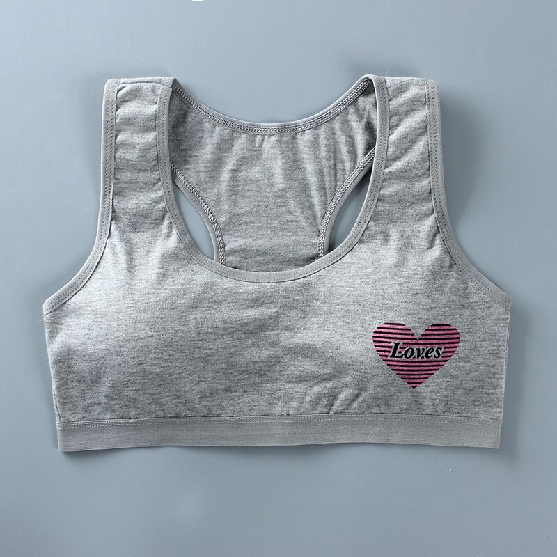 5pcs/Lot Cotton Young Girls Training Bra 8-18 Years Old Children Sports Wear Bras Teenage Undervest: Gray