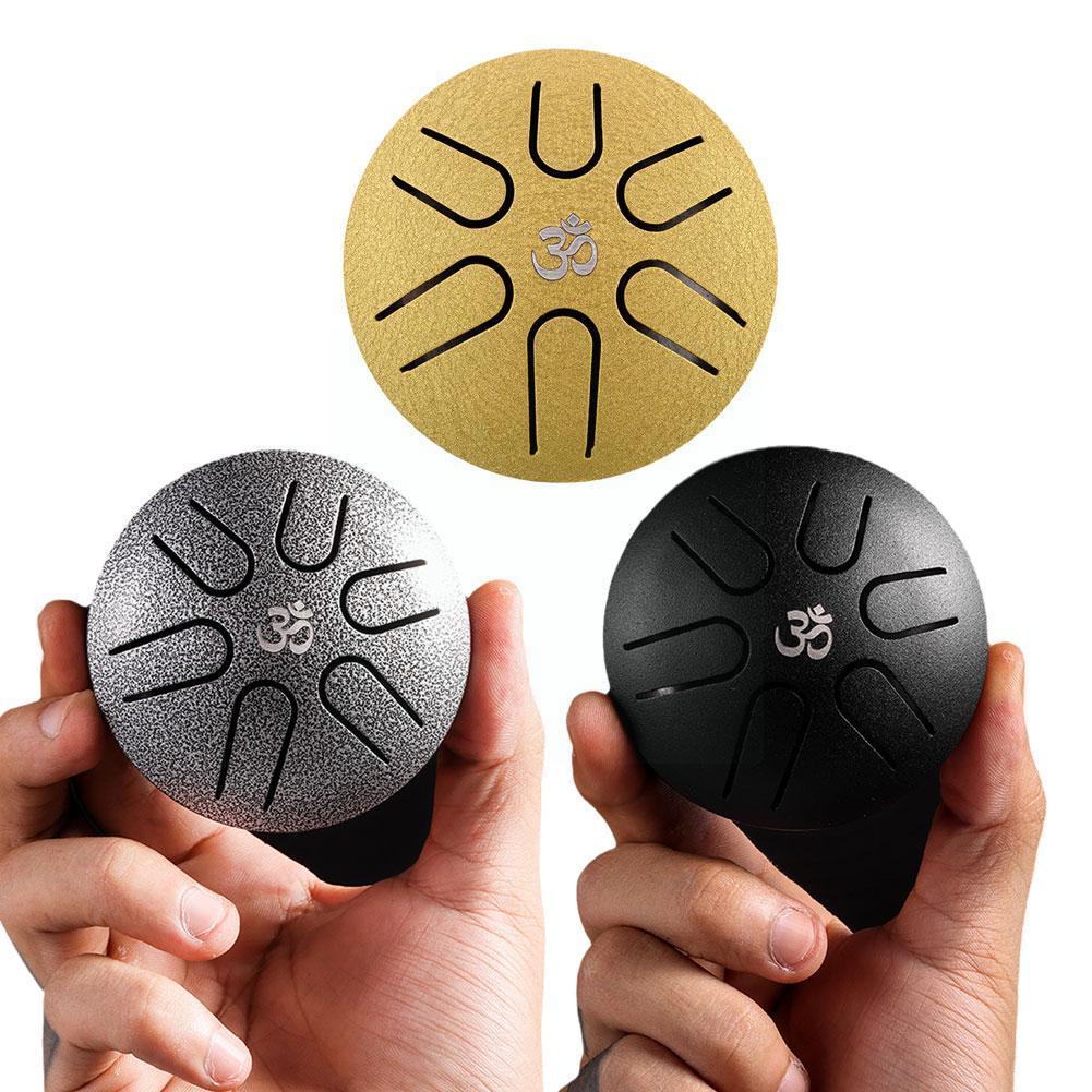 Mini tambor etéreo de acero dorado y titanio, 3 pulgadas, 6 tonos, instrumento Musical etéreo Y0U0
