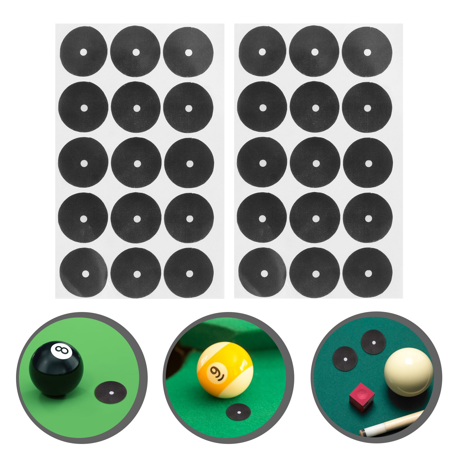 2 Sheets Pool Table Marker Dot Pool Table Black Billiard Black Dot Billiard Marker Sticker for Protection Replace