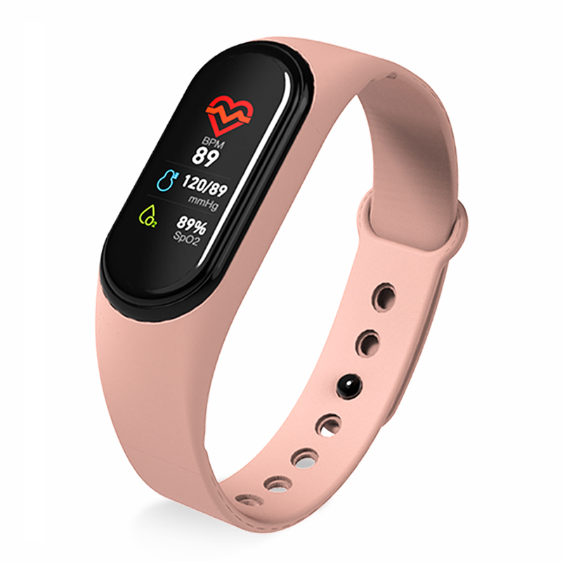 M4 smart ur farve skærm smart armbånd sport fitness armbånd blodtryk ilt aktivitet tracker til mænd kvinder ur: M4 smart ur pink