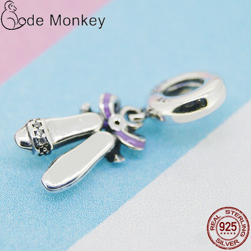 Zapatos de Ballet de Plata de Ley 925 CodeMonkey con cuentas y Original para mujer fabricación de joyas DIY CMS1508
