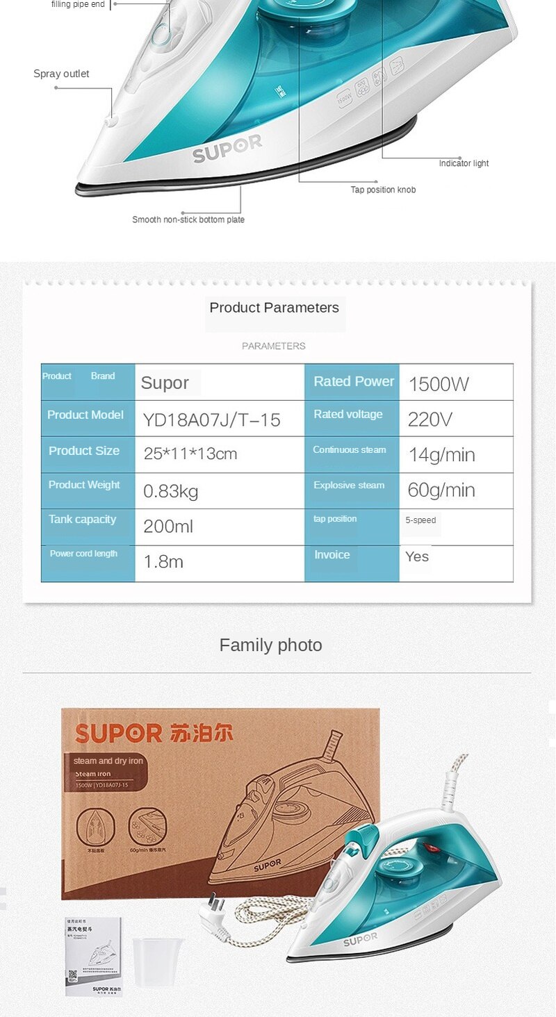 1500W przenośny mini elektryczny parownica robić odzieży żelazko parowe robić odzieży żelazko regulowane ceramiczne stopy żelazka robić prasowania Sonifer