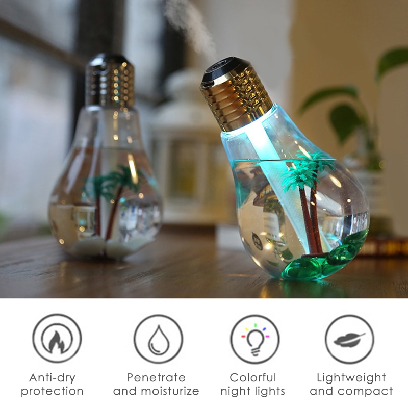 AUPORO Electric Humidifier Bulb Humidifier Air Ultrasonic Aroma Essential Oil Diffuser Atomizer For Bedroom Air Humidifier