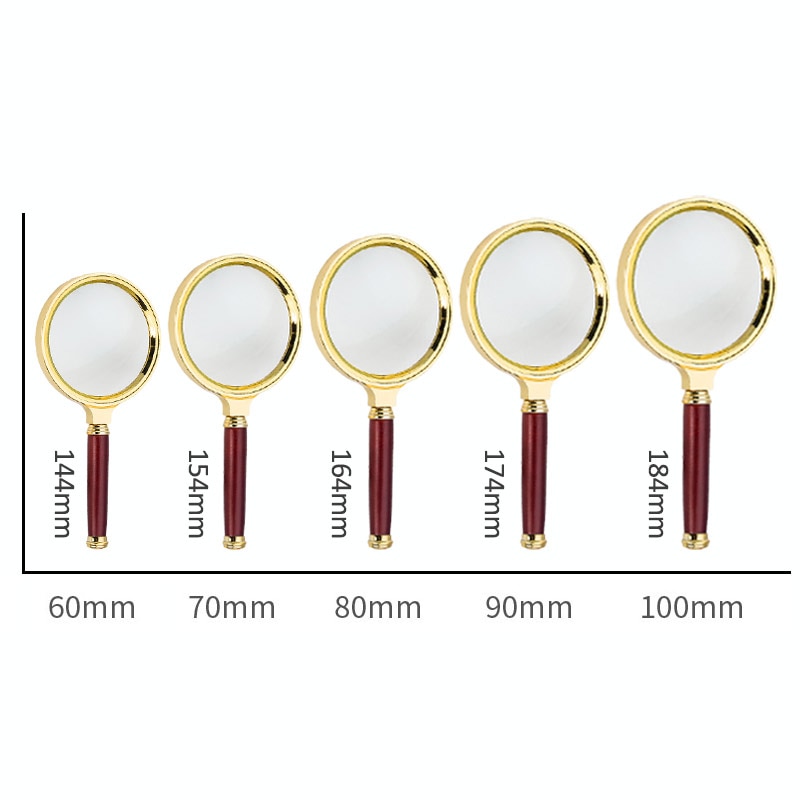 10X Portable Handheld HD Reading Magnifier Glass Mahogany Handle Reading Books Newspapers Insect Observation Classroom Science