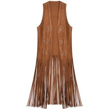 Colete feminino casaco de veludo nova mulher colete casaco de camurça étnica sem mangas borlas franjas coletes cardigan roupas femininas