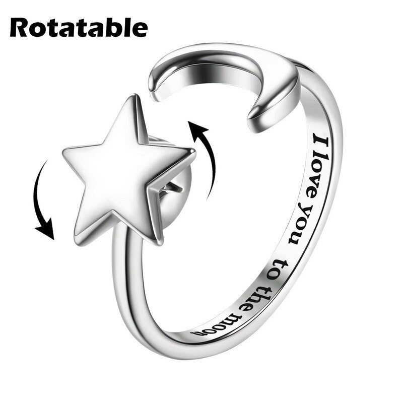 Bague ajustable en Zircon pour femme et adolescent, bijou pour l&#39;anxiété, tournesol, marguerite, de saint-valentin,: star moon