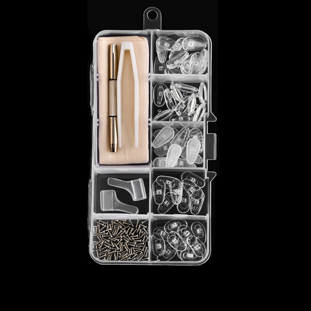 Kit de réparation de lunettes en Silicone, plaquettes nasales antidérapantes remplaçables, Kit de réparation universel et Durable, outils de réparation de lunettes, accessoires de réparation: Marron