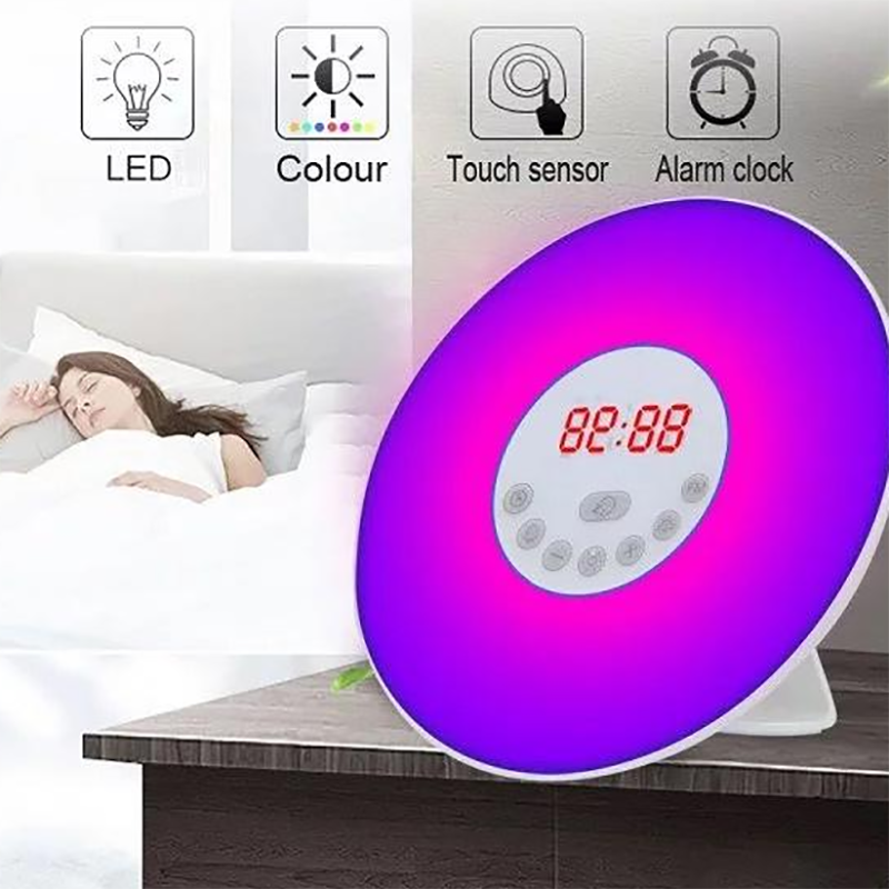 Wake Up Light Wekker Zonsopgang/Zonsondergang Simulatie Digitale Klok Met Fm Radio 7 Kleuren Licht Geluiden Functie Touch controle