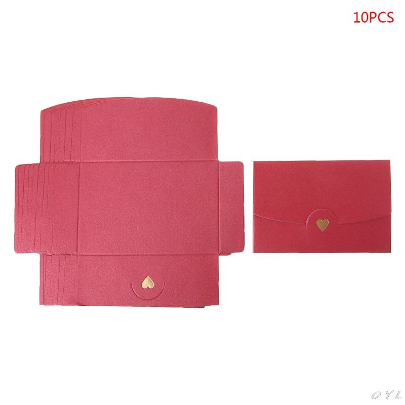 10 Pcs Blank Mini Hart Retro Papier Enveloppen Bruiloft Uitnodiging Envelop Voor Brief Wenskaarten: Rood