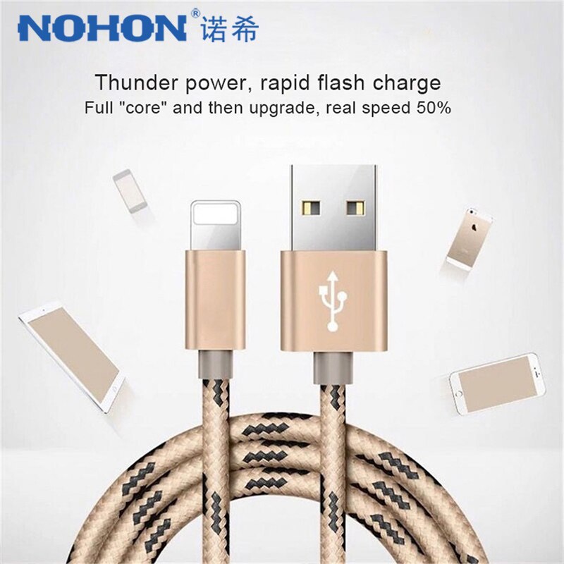 NOHON Nylon USB Lade Datenkabel Für Apple Für iPhone X 7 6 8 6S 5S Plus XS MAX XR Für iPad Mini 8 Pin Schnelle Lade Kabel 2M