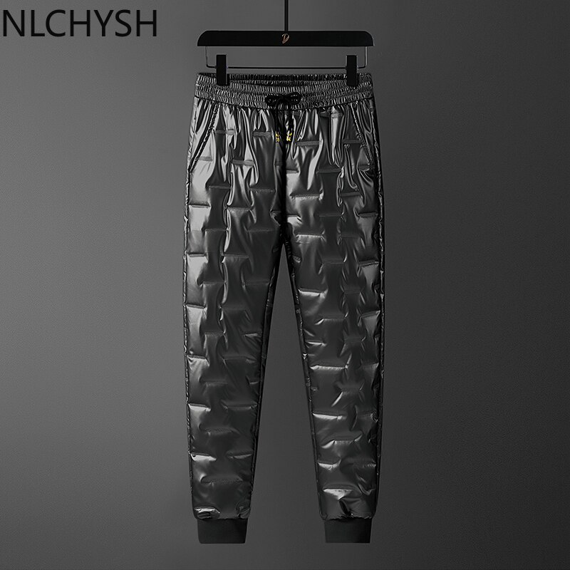 Men&#39;s Winter Outdoor Down Pants Men Solid Parsimony Versatile Windproof Keep Warm Pants Duck Down Thicken Waterproof Trousers