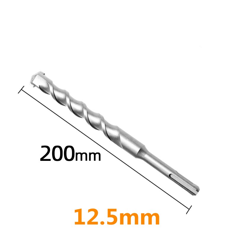 Square Shank Four-Hole Round Shank Impact Drill Bit 12.5MM Elevator Installation Stone Concrete Alloy Electric Hammer Drill Bit: Round12.5mmx200mm