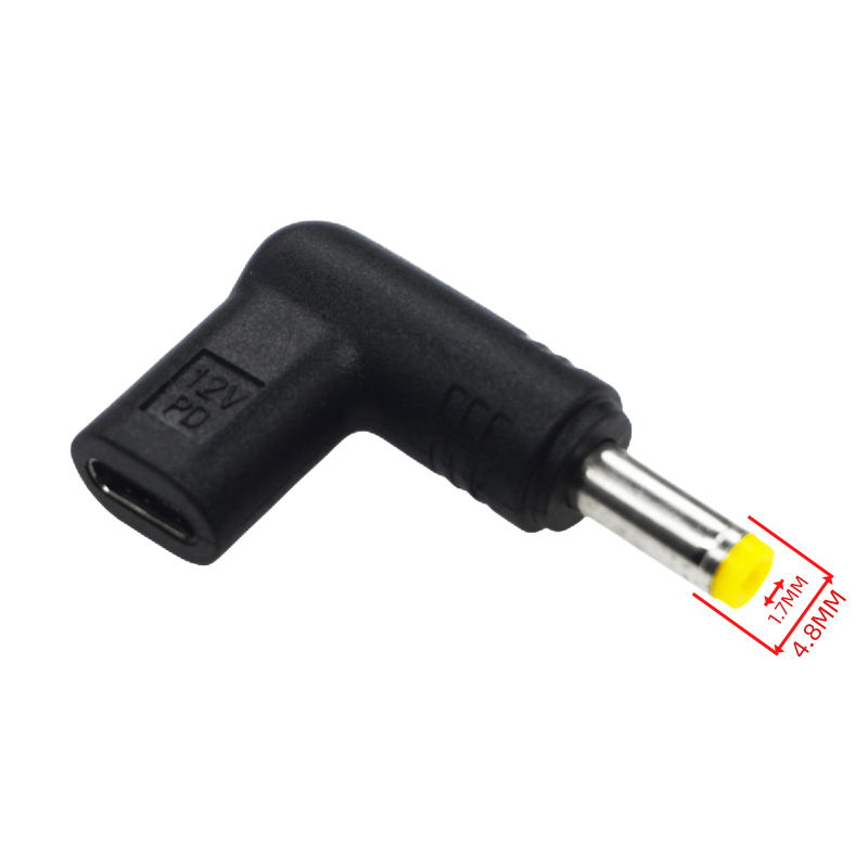 USB C PD to DC Power Connector Universal 12V Type C to DC Jack Plug Charging Adapter Converter for Router Tablet: black