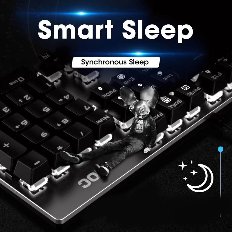 Clavier mécanique AOC GK410, axe vert, noir, axe thé, esports, touche complète, sans impact, pour jeu d&#39;ordinateur
