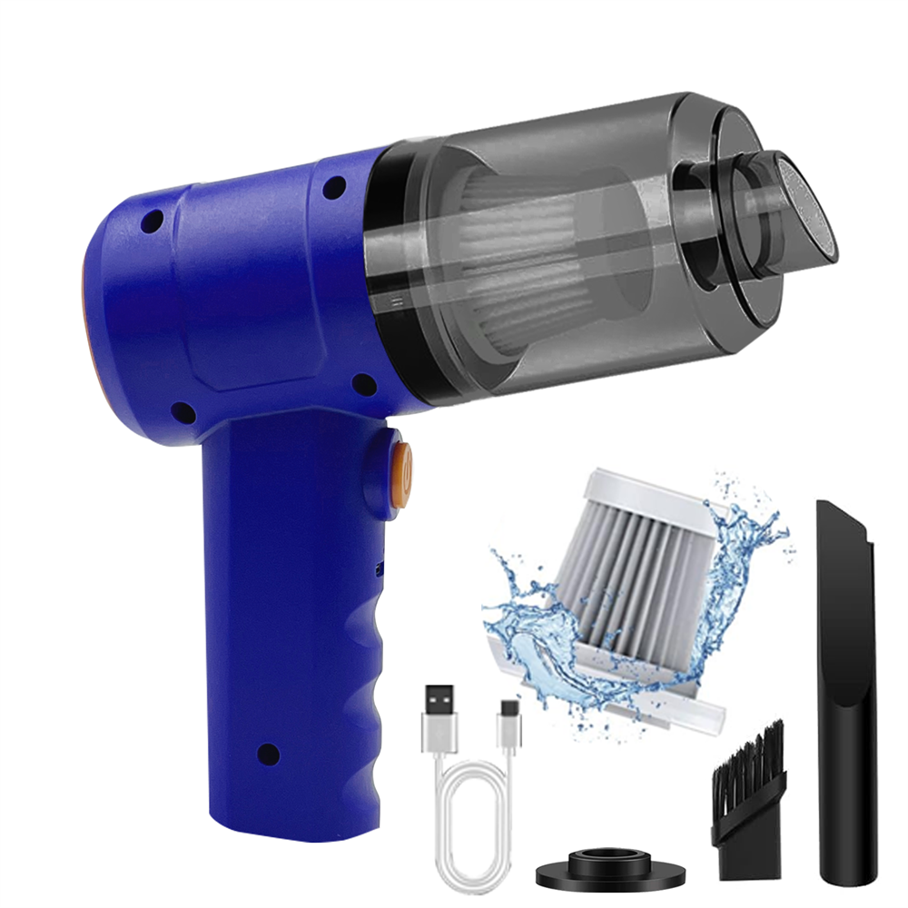 15000PA Compressed Air Dust Collector Handheld Vacuum Cordless High Power, Car Vacuum Cleaner Hairdryer Mini Portable: Blue