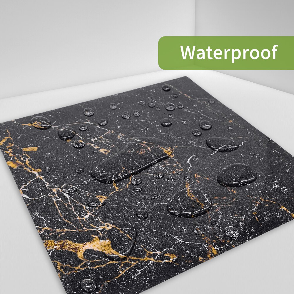 Funlife® svart og gull marmor fliser klistremerke veggklistremerke dekorativt selvklebende lett å rengjøre kjøkken kjøkken backsplash diy