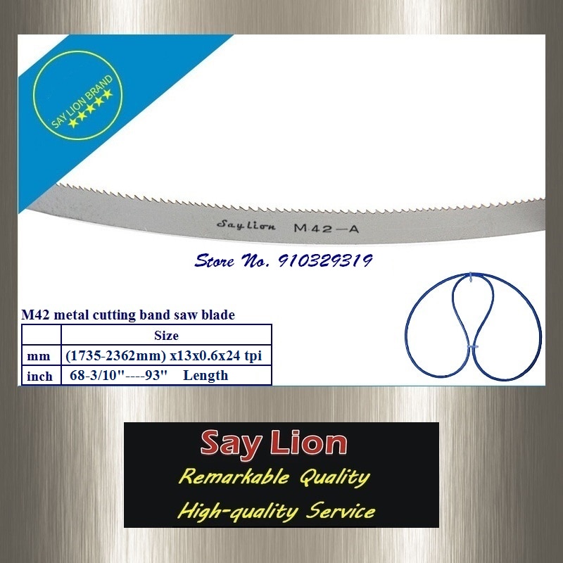 13x0.6x24T, 1735/1745/1790/1826/1842/2240/2362mm, (68-3/10"---93")x1/2"x0.025" metal cutting M42 Bi-Metal band saw blade