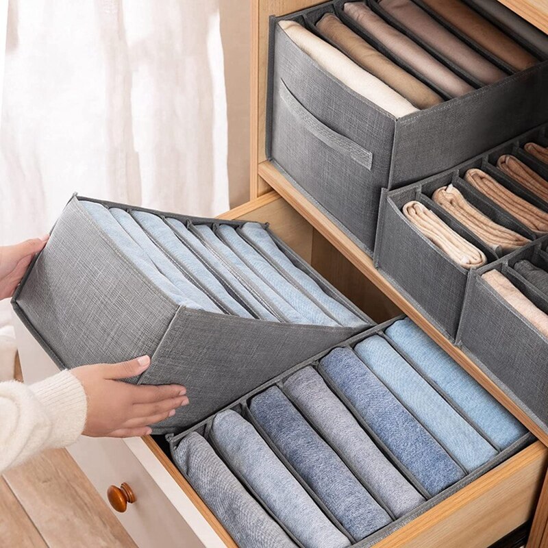 6 Piece Wardrobe Organizer, Storage Boxes, Jeans Organizer, Stackable Storage Box, Gray Storage Box For Drawers Closet