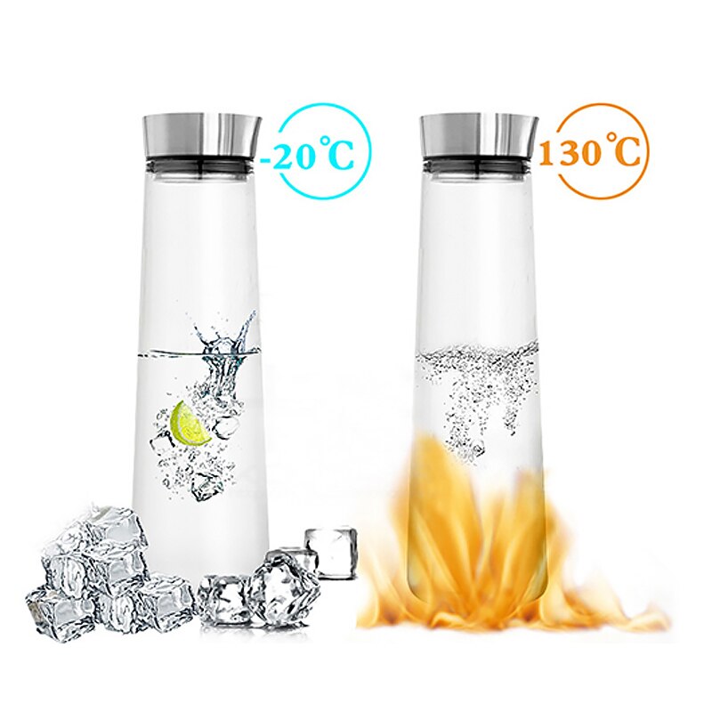 1000ml 1500ml fortykket glas stor vandflaske juice glas kandeflaske med rustfrit stål låg karaffel køleskab