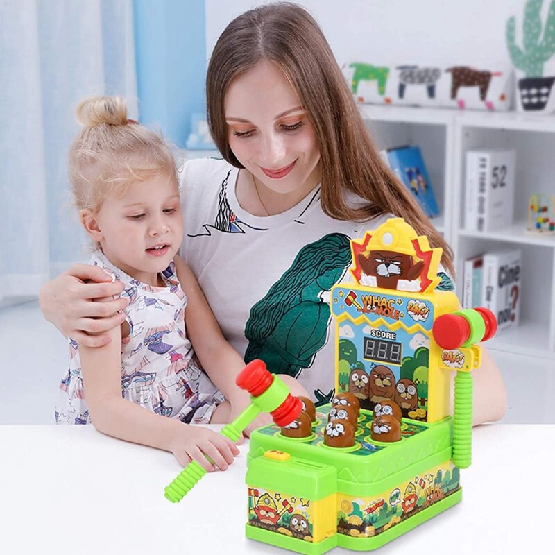 Whac-a-taupe jeu, actif, jouets éducatifs précoces pour les enfants de 3-8 ans avec musique, lumières (2 marteau souple)