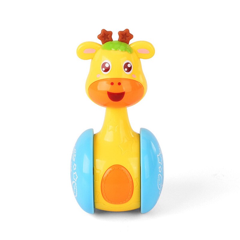 Baby Rammelaars Ring Bel Speelgoed Giraffe Tumbler Pop Zuigelingen Speelgoed Zoete Bel Muziek Roly-Poly Leren Onderwijs Speelgoed Baby 0-12 Maand: Yellow-No Music