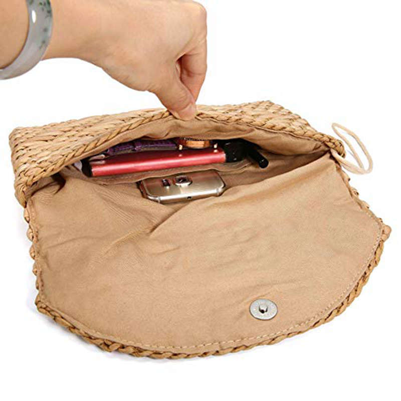 Ljl-halm kobling pung kvinder armbånd kobling håndtaske kuvert taske stor pung sommer strand taske
