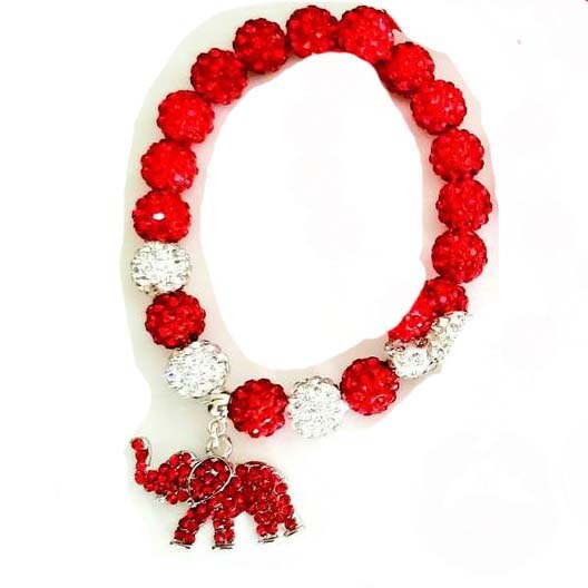 Rode Olifant Shiled Charm Strass Sieraden Crystal Kralen Charm Armbanden Voor Vrouwen: elephant