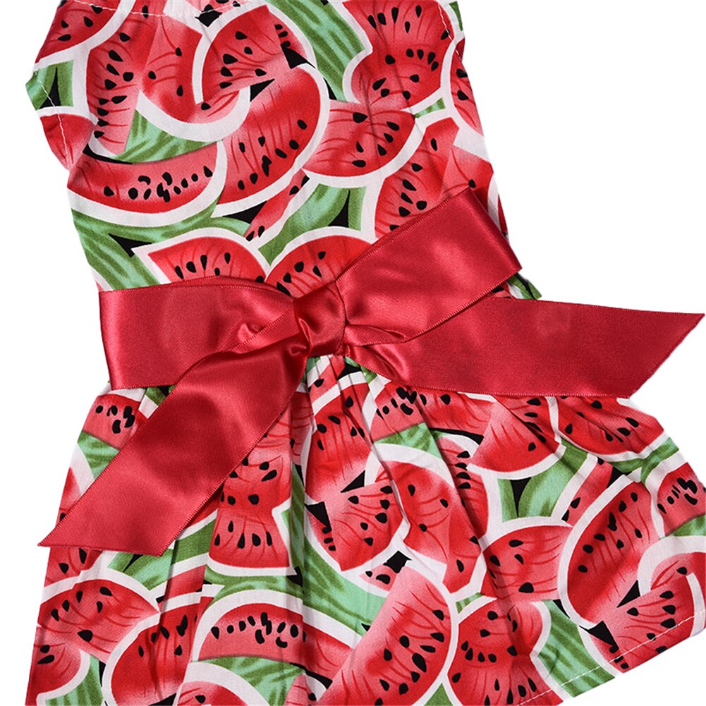 Vestidos para perro o mascota de poliéster con patrones de sandía, vestido de princesa para mascotas, falda para perros, ropa con lazo, XS/S/M/L, novedad de verano