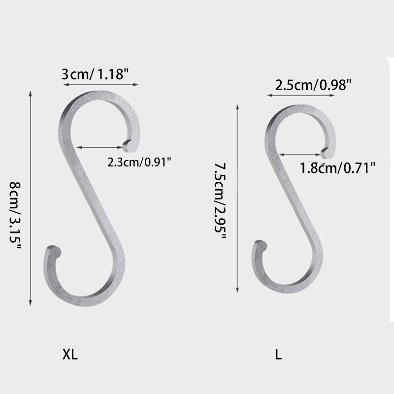 Crochets en aluminium en forme de S pour garde-corps de cuisine, 10 pièces, supports de fermoirs