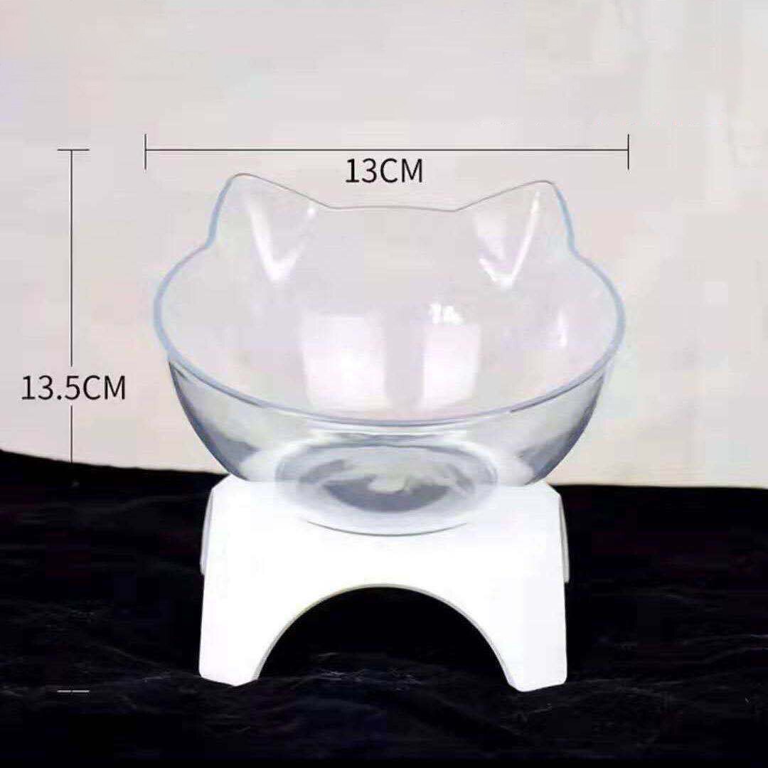 Pet Ciotole del Gatto con il Basamento antiscivolo Doppio Gatto Ciotola di Acqua Cibo Feeder Trasparente Cat Ear Forma Arrotondato per cucciolo di Cane Accessori: Tilt single bowl